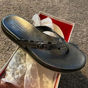 Black Coach Flip Flops